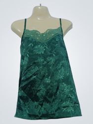 Camisole in raso floreale verde con rifinitura in ..