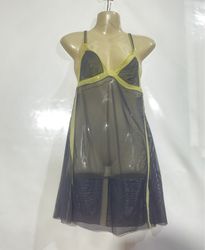 Vestido babydoll transparente com acabamento amare..