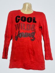 Rosso "COOL WILD & YOUNG" Maglietta a Maniche Lung..