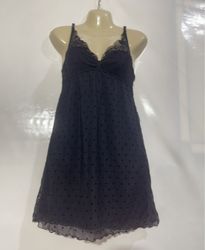 Etam Black Lace Trimmed Babydoll Dress