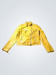 Gipsy Yellow Leather Biker Jacket