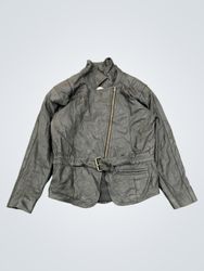 Paris Sport Club Black Leather Jacket with Belt