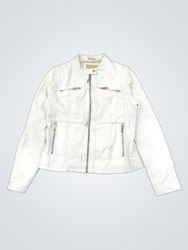 Michael Kors White Leather Biker Jacket