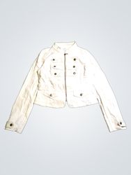 Ann Taylor LOFT White Cropped Military Jacket