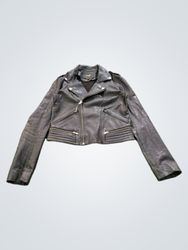 Maje Black Leather Biker Jacket Size 36