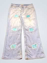 ping JEANS Light Wash Flared Jeans with Patches