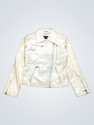 SIRICCO Cream Leather Biker Jacket
