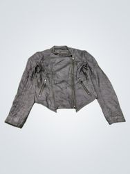 Zara Basic Black Leather Biker Jacket