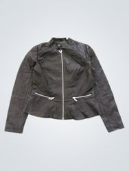 BACCINI Black Faux Leather Peplum Jacket
