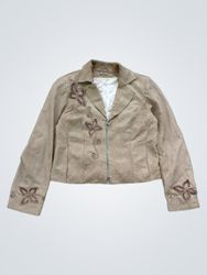 VMG Damen Beigefarbene Bestickte Jacke