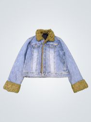 OTB Denim Jacket with Fur Trim
