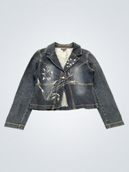 PANZIA JEANS Women's Denim Jacket with Floral Embe..