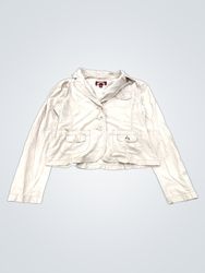 SUBTLE LEVEL Women's Light Pink Cropped Blazer wit..