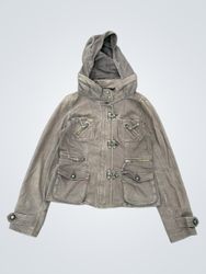 Brown Hooded Jacket with Toggle Closures