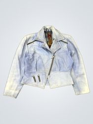 Light Blue Studded Biker Jacket
