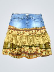 Saia Midi em Patchwork de Denim Levi's