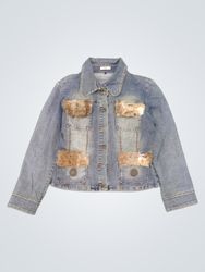 Denim Jacket with Fur Accents