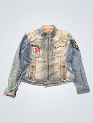 CAMPER JEANS Denim Jacket with Rose Patches