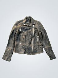 Barneys Originals Black Leather Biker Jacket