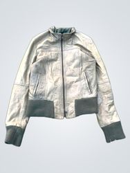 Brown Leather Bomber Jacket