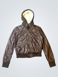Therapy Faux Leather Hooded Jacket