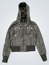 Ci Sono By Cavalini Women's Black Hooded Faux Leat..