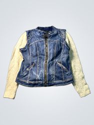 COALITION Denim Jacket with Knit Sleeves