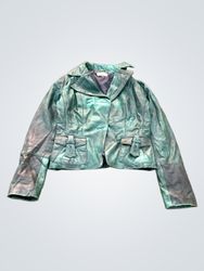 LINEAEMME Veste en cuir verte