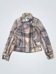 Jaqueta biker de couro marrom