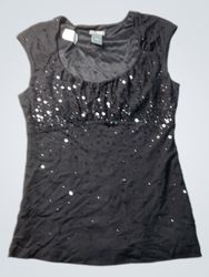 Ann Taylor Haut à manches courtes en sequins noirs
