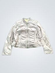Giacca in pelle beige chiaro