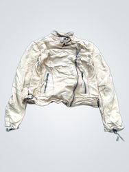 Muubaa Veste motard en cuir beige pour femme