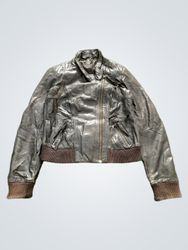 Pimkie Women's Black Leather Bomber Jacket
