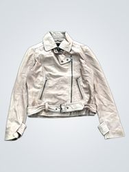 Mango Suit Veste motard en cuir véritable