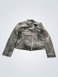 Veste moto en cuir noir