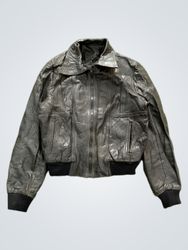 Veste aviateur en cuir noir
