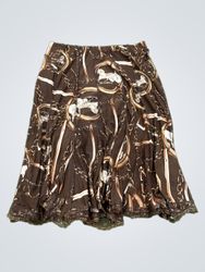 Brown Skirt with Chain and Horse Pattern