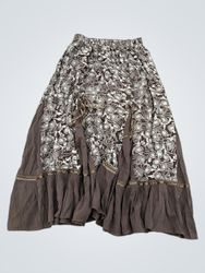 Brauner Maxirock mit Blumenmuster