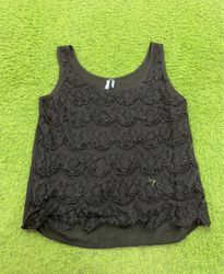 Black Lace & Beaded Tank Top