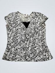 Carducci Black and White Floral Print Top
