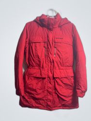 Montbell Red Hooded Puffer Jacket