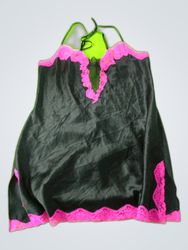 Black Satin Lace Trim Camisole