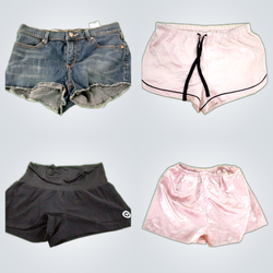 Denim and Solid Shorts