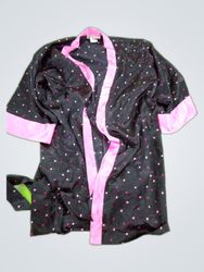 Morgan Taylor Black and Pink Printed Satin Kimono ..