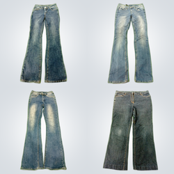 Flared Rhinestone Denim Jeans