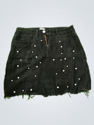 Unbranded Black Distressed Denim Mini Skirt