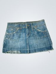 Hydraulic Denim Mini Skirt