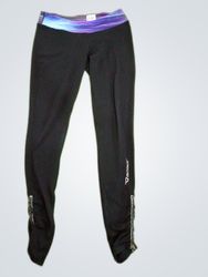 Black leggings with purple waistband