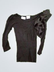 Black Ruffle Shoulder Blouse