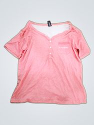 bebe Pink Short Sleeve Button-Up Sleepwear Top